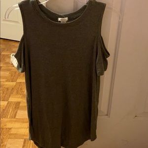 Army green open shoulder top